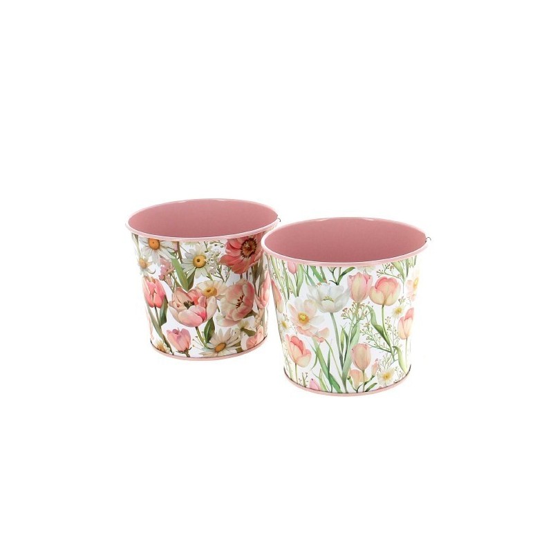 ZINC-POT FLEURS ROSE 011.5 H09.5CL les 12P