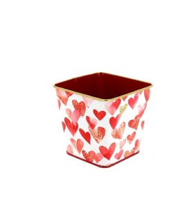 ZINC-C.POT BORD OR coeur 9.5X9.5 H09CM