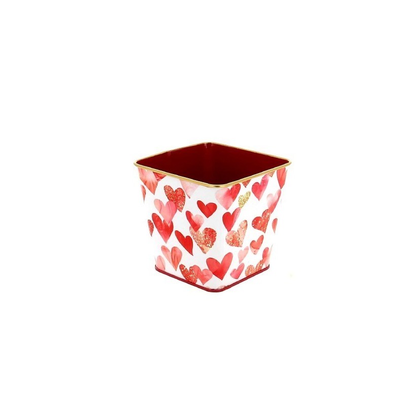 ZINC-C.POT BORD OR coeur 9.5X9.5 H09CM