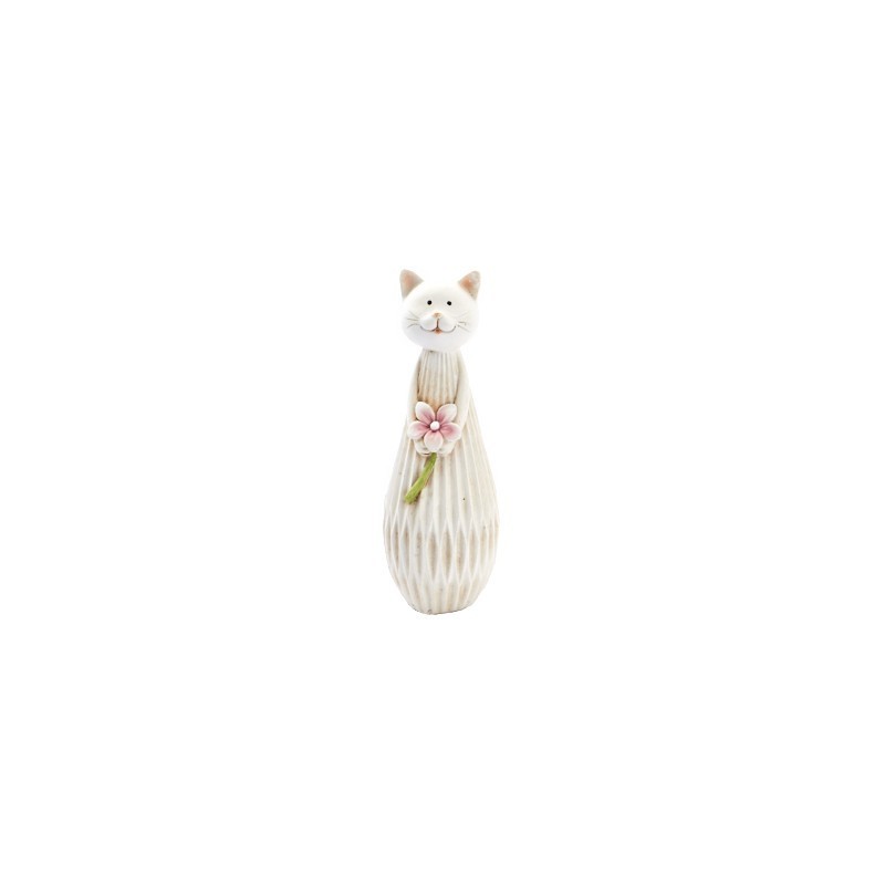 DECO CHAT AVEC FLEUR H20CM /4P