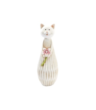 DECO CHAT AVEC FLEUR H20CM /4P