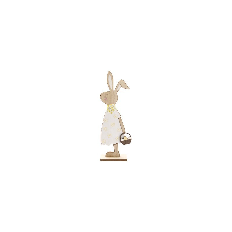 LAPIN BOIS ROBE JAUNE H40.5CM /6P