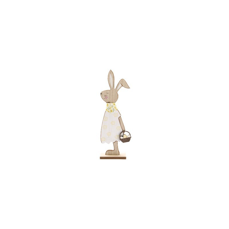LAPIN BOIS ROBE JAUNE H30.5CM /6