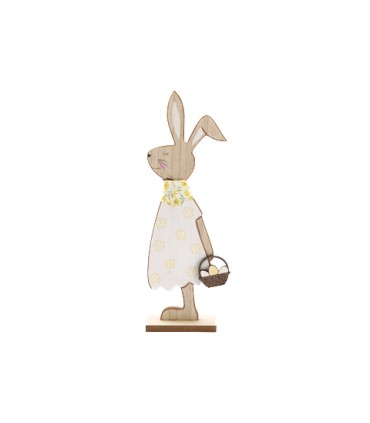 LAPIN BOIS ROBE JAUNE H30.5CM /6