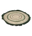 TAPIS RAPHIA ROND NATUREL/VERT O67CM