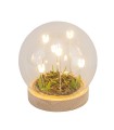 VERRE CLOCHE SUR SOCLE LED FLEURS H12.5CM O9.5 /4P