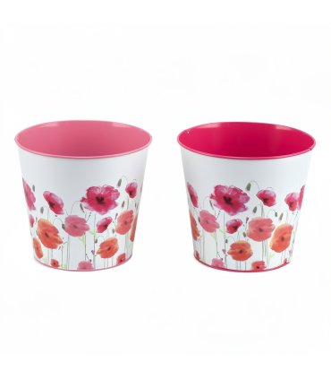 ZINC-C.POT COQUELICOTS ASSORT ROSE/FUSH O13CM /16P