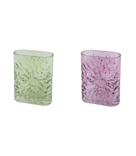 VASE VERRE FLEURS 13X6X16.5 /4P
