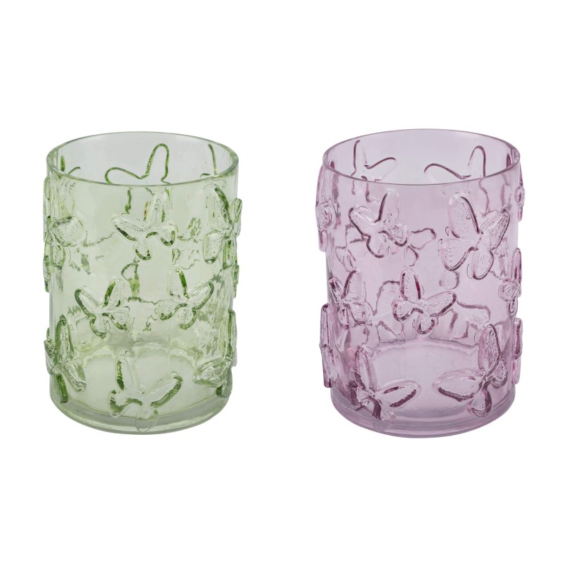 LANTERNE VERRE PAPILLON O15CM H20CM /4P
