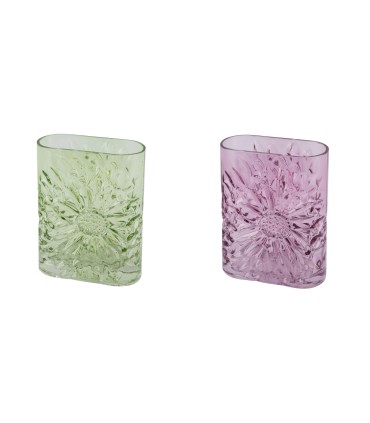 VASE VERRE FLEUR 15.5X6.5X20.5 /4P