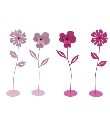 FLEUR METALIQUE +PIED H35CM ASSORT /4P