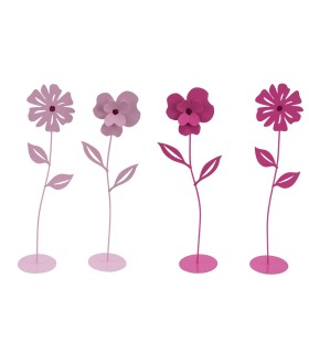 FLEUR METALIQUE + PIED H45CM ASSORT /4P