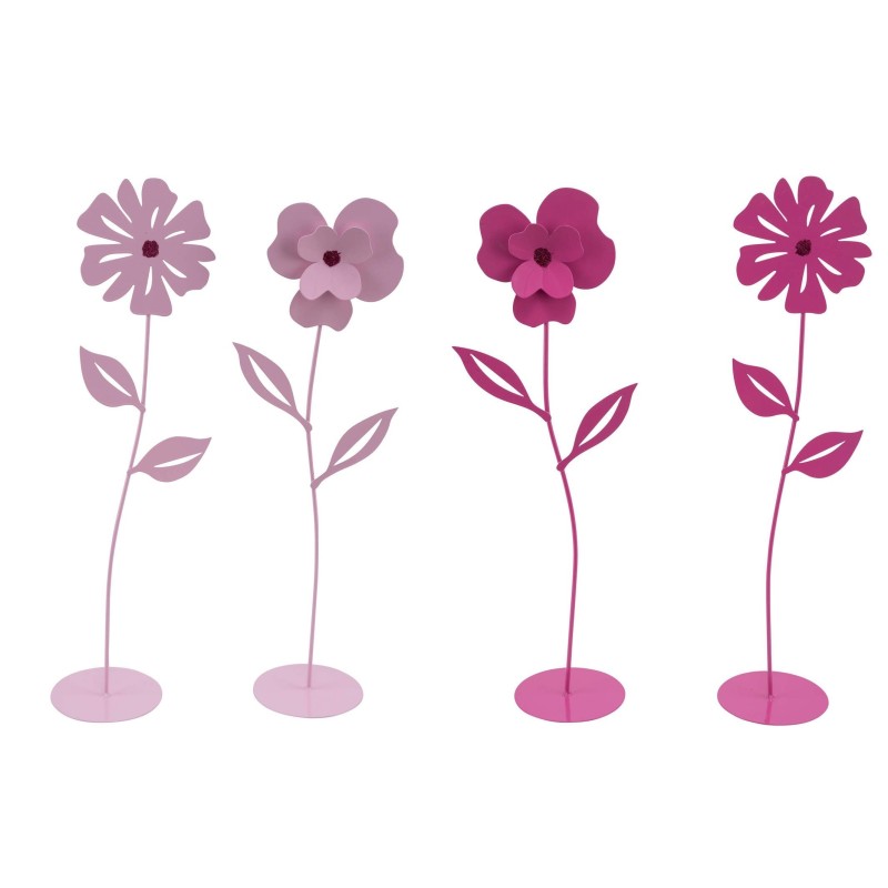 FLEUR METALIQUE + PIED H45CM ASSORT /4P