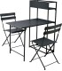 ENSEMBLE CHAISE TABLE BISTROT NOIR SET 3P