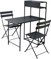 ENSEMBLE CHAISE TABLE BISTROT NOIR SET 3P