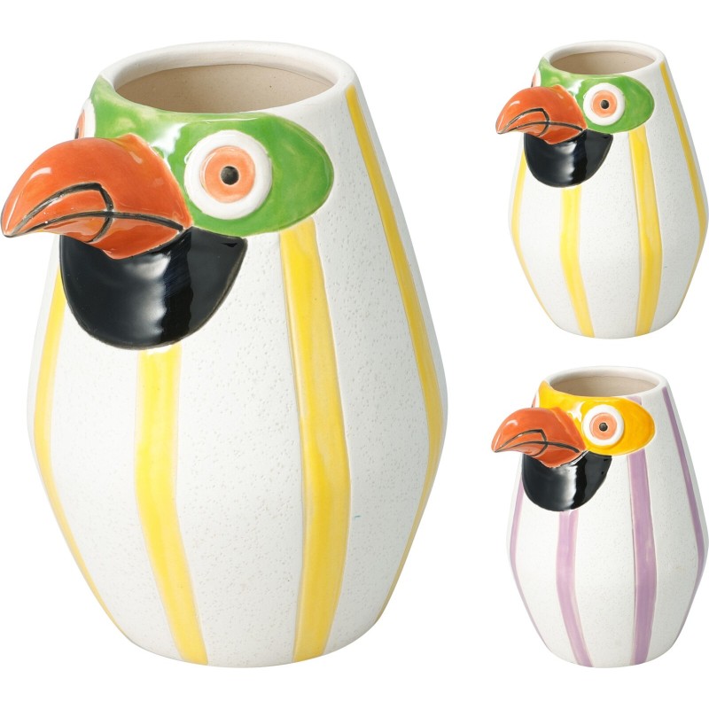 VASE OISEAU RAYE H17CM les 6P