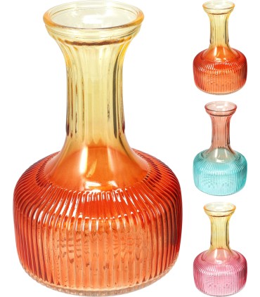 VERRE VASE COL BICOLORE ASSORT.les 6P
