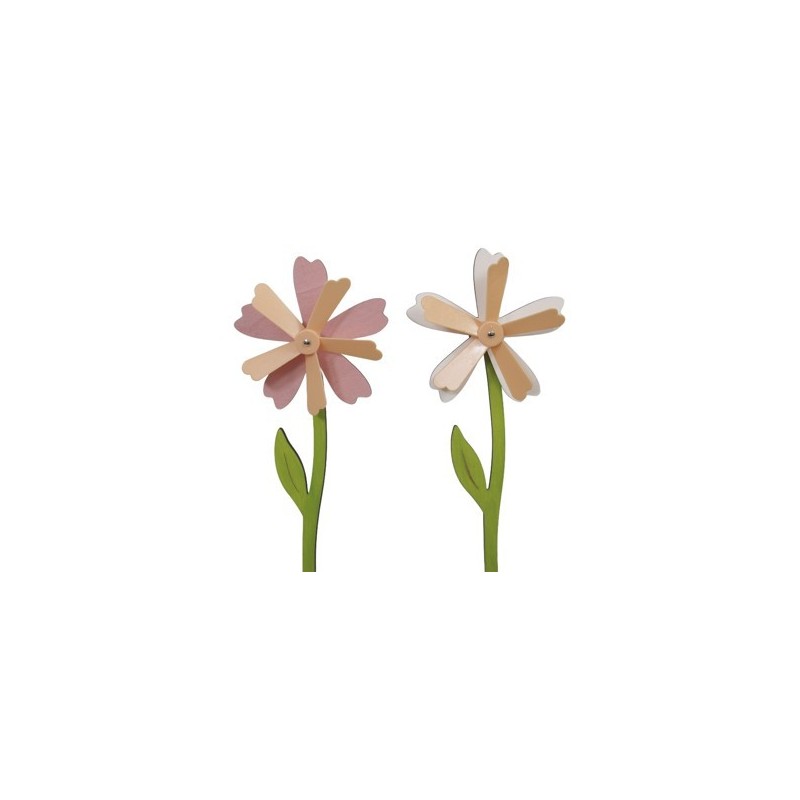 MOULIN A VENT FLEUR BOIS H37.5 O13CM /4P