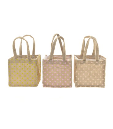 SAC JUTE POIS 13X13X13CM ASS. /6P