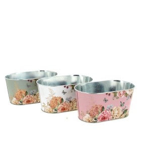 ZINC-JARD."fleurs et papillon" 19.5x11.5 les 6P