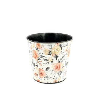 ZINC-POT 011.5 H10.5CM Fleur pétale noir les 6P