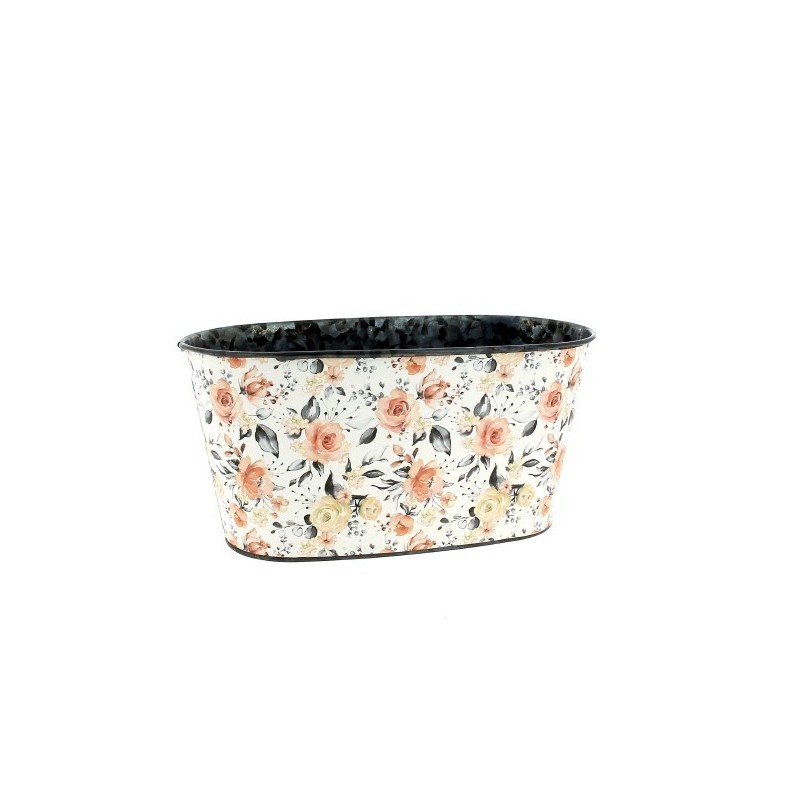 ZINC-JARD.25X12.5 H12.5CM Fleur pétale noir les 6P