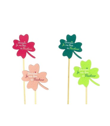 PIQUE TREFLE "Je me lève de Bonheur" les 12P