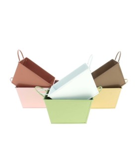 ZINC-COUPE CARRE COULEUR 13.5X13.5 H8.5CM pièce