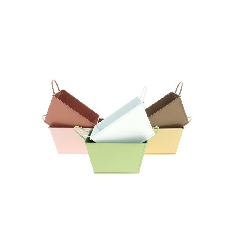 ZINC-COUPE CARRE COULEUR 13.5X13.5 H8.5CM pièce