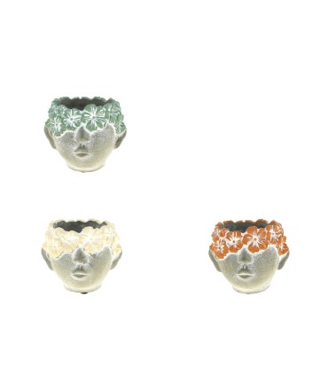 C.POT TETE FLEUR COULEUR 017 H14CM les 3P
