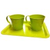 ZINC-TASSE/2 sur PLATEAU blanc & vert /1P