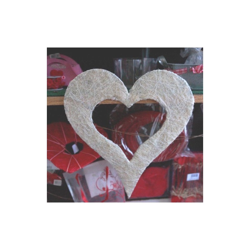 COEUR SISAL BLANCHI 40CM /4P