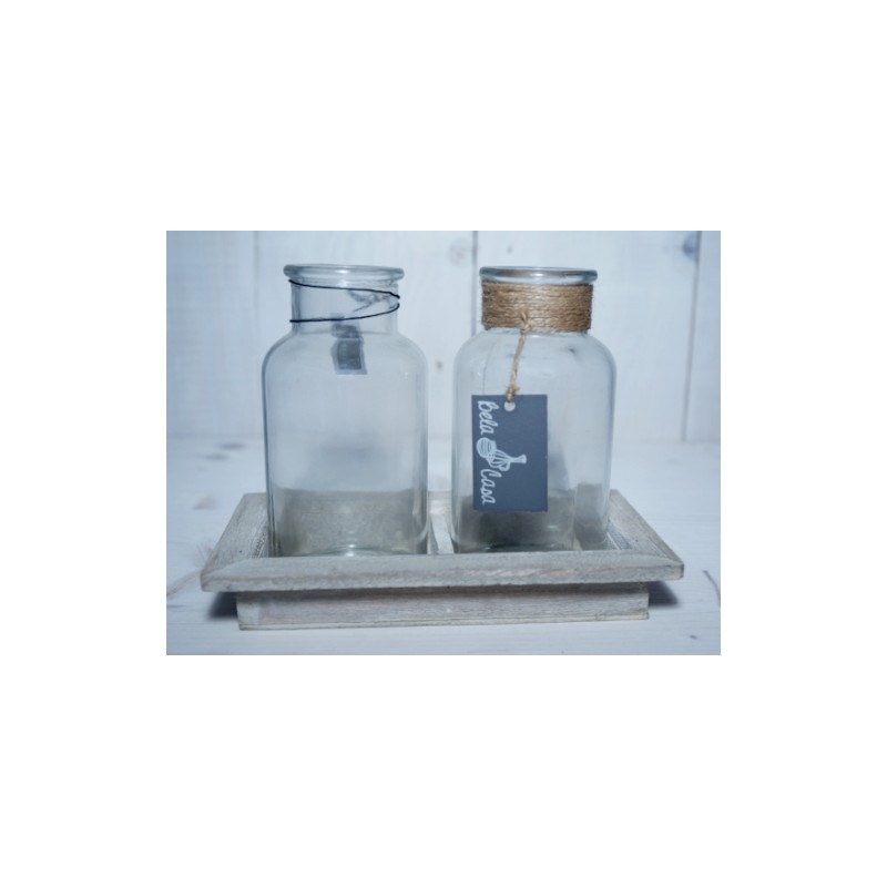 VERRE BOUTEILLE/2 + cadre bois 21X12CM