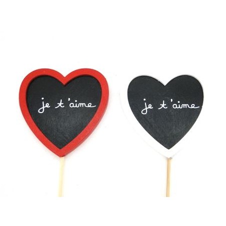 PIQUE ARDOISE COEUR "JE T'AIME" /12P