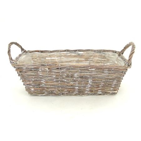 JARDINIERE OSIER GRIS 40X20 H14CM 