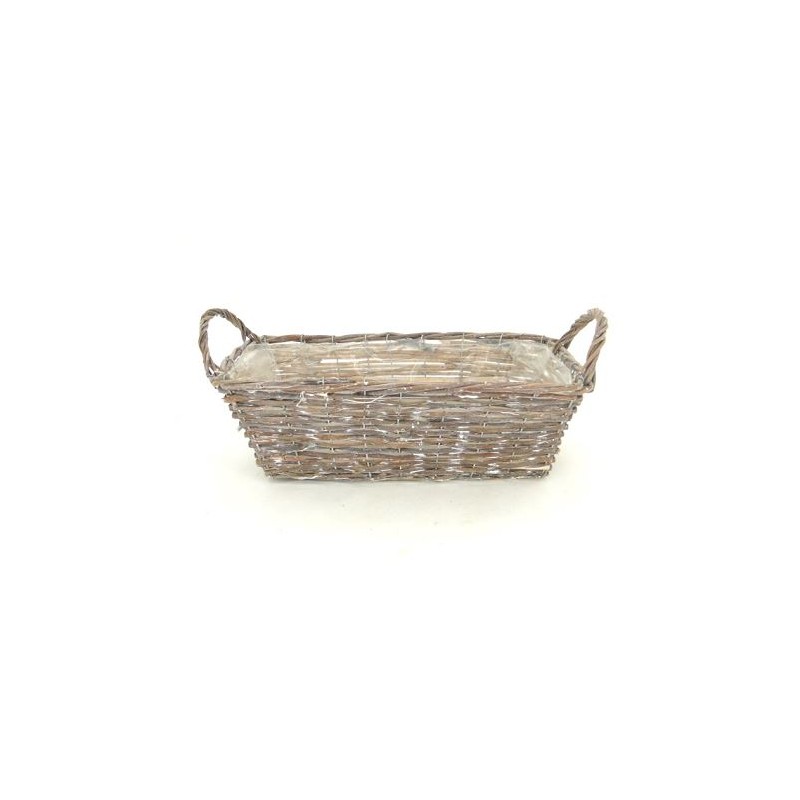 JARDINIERE OSIER GRIS 40X20 H14CM 