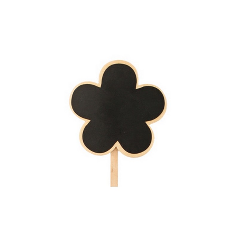 ETIQUETTE FLEUR BOIS + ARDOISE H40CM /10P