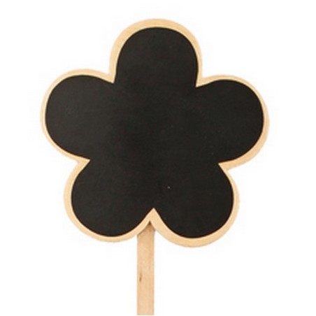 ETIQUETTE FLEUR BOIS + ARDOISE H40CM /10P