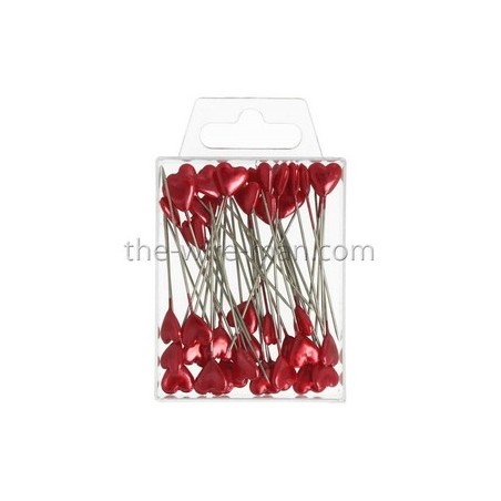EPINGLE TETE COEUR ROUGE 10MM X 55MM /40P