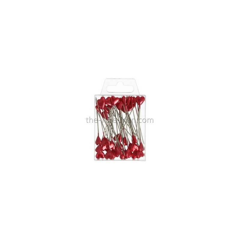 EPINGLE TETE COEUR ROUGE 10MM X 55MM /40P