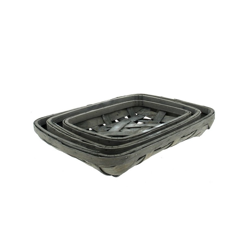 PLATEAU OSIER GRIS RECT.49à37CM SET 3P