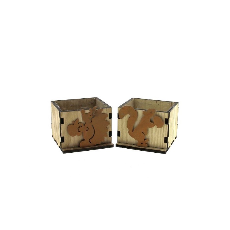 CUBE BOIS HERISSON ET ECUREUIL 9X9CM les 8P