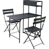 ENSEMBLE CHAISE TABLE BISTROT NOIR SET 3P