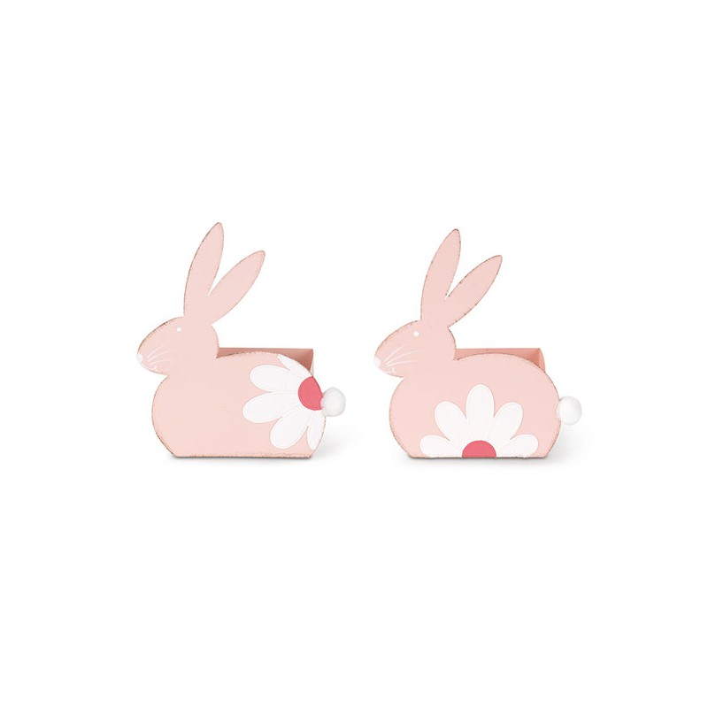 JARDINIERE LAPIN ROSE 15x7.5 H17.5CM les 2P