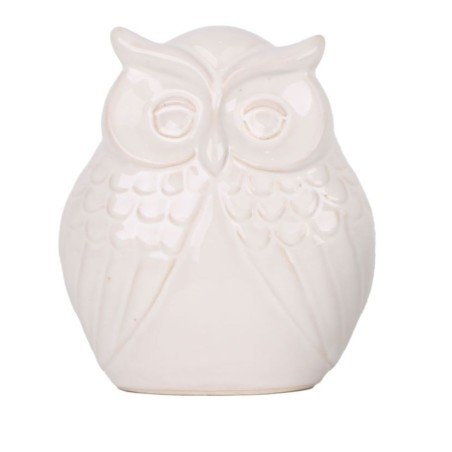 HIBOU VERNIS BLANC 11x7 H11.5CM les 4P