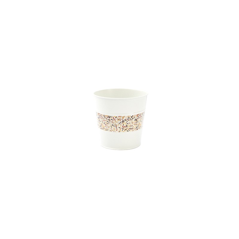ZINC-POT BLANC BANDE FEUILLAGE 013 H12.5CM pièce