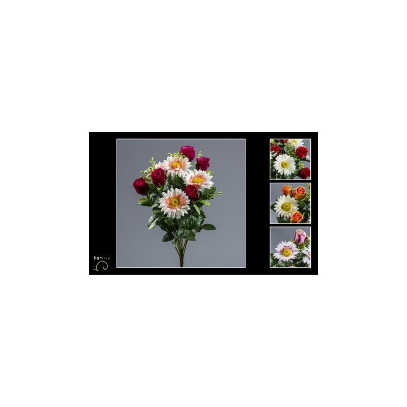 BOUQUET ROSE GERBERA 10 tiges H44CM les 24P