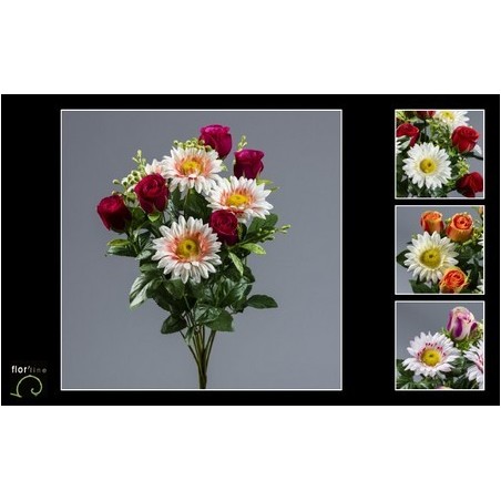 BOUQUET ROSE GERBERA 10 tiges H44CM les 24P