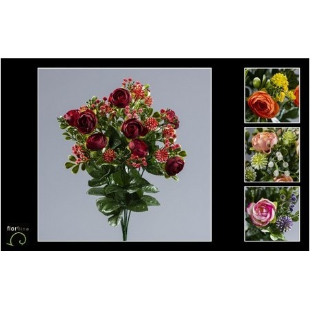 BOUQUET RENONCULE FLEURETTE 10 tiges H43CM les 12P