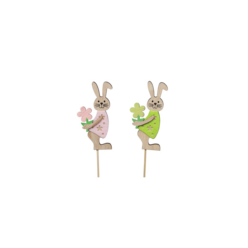 LAPIN BOIS "rose et vert" PIQUE les 10P